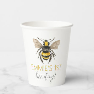 Honey Bee First Birthday Paper Cups
