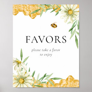 Honey Bee Floral Bridal Shower Favors Sign