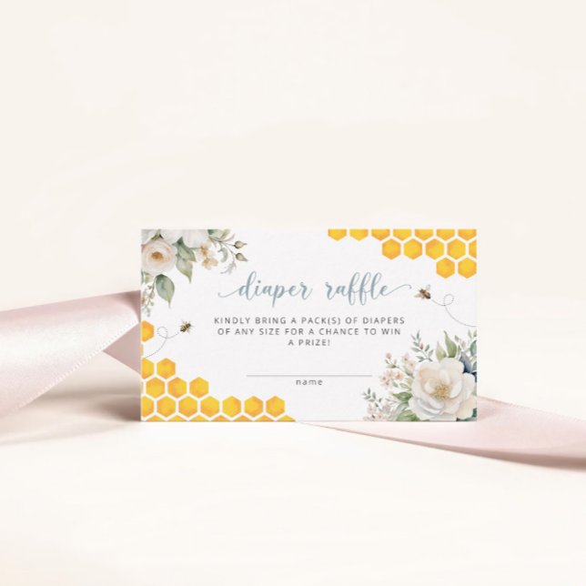 Honey Bee Floral Diaper Raffle  Enclosure Card (Creator Uploaded)
