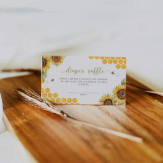 Honey Bee Floral Diaper Raffle  Enclosure Card