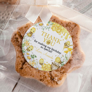 Honey Bee Floral First Bee Day Birthday Classic Round Sticker