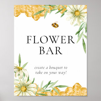 Honey Bee Floral Flower Bar Station Sign