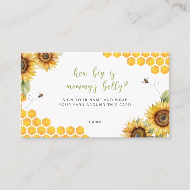 Honey Bee Floral How Big Is Mommy's Belly Game Enclosure Card (Front)
