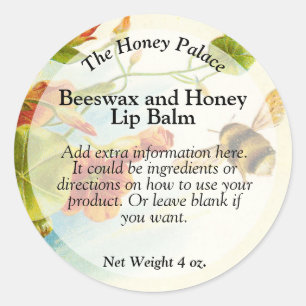 Honey Bee Floral Lip Balm Tin Label