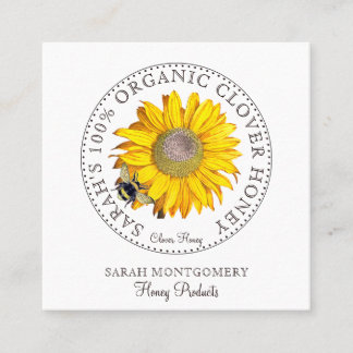 Honey Bee Flower Honey Products Square Business C Square Business Card