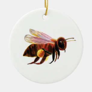 Honey Bee Flying Ceramic Ornament
