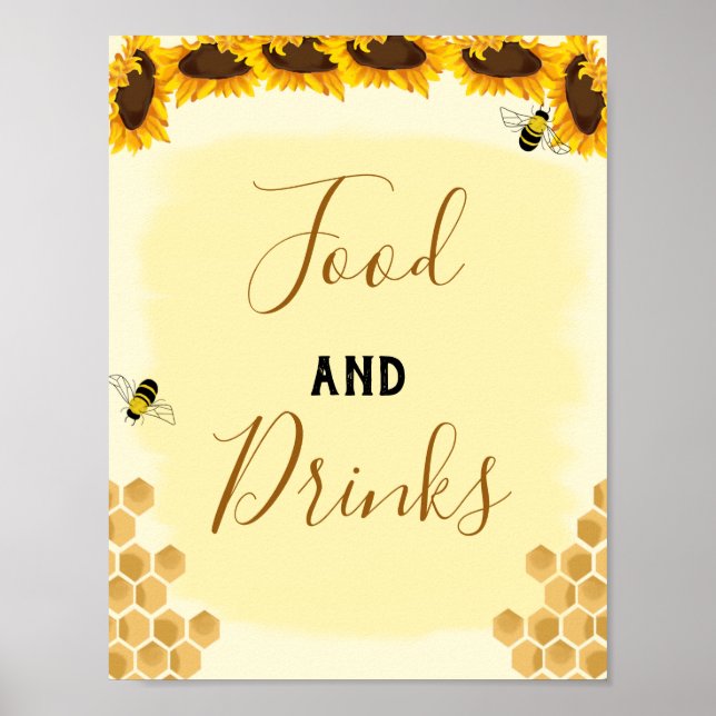 Honey Bee Food and Drinks Poster (Front)