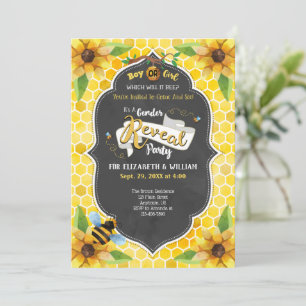 Honey Bee Genre Révéler Aquarelle Invitation