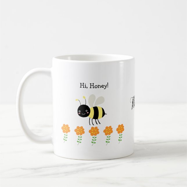 Honey Bee Gift for Wife/Husband Cute Custom Name Coffee Mug (Left)