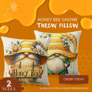 Honey Bee Gnome Throw Pillow