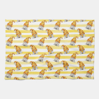 Honey Bee Gnomes Pattern Kitchen Towel