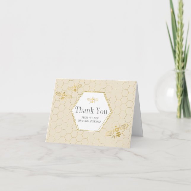 Honey Bee Gold Cream Carte de remerciements photo  (Devant)
