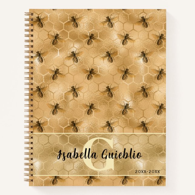 Honey Bee Golden Notebook (Front)