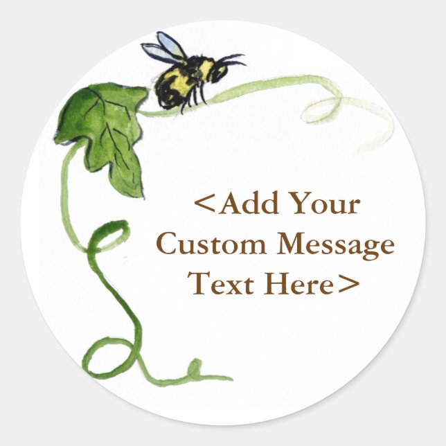 Honey Bee & Green Vine Label Stickers (Front)