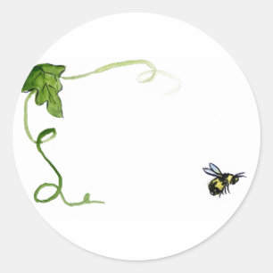 Honey Bee & Green Vine Label Stickers