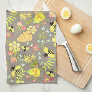 Honey Bee Grey Kitchen Towel