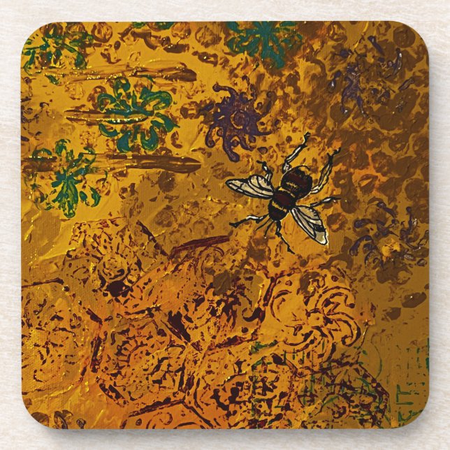 Honey Bee Hard plastic coaster (Front)
