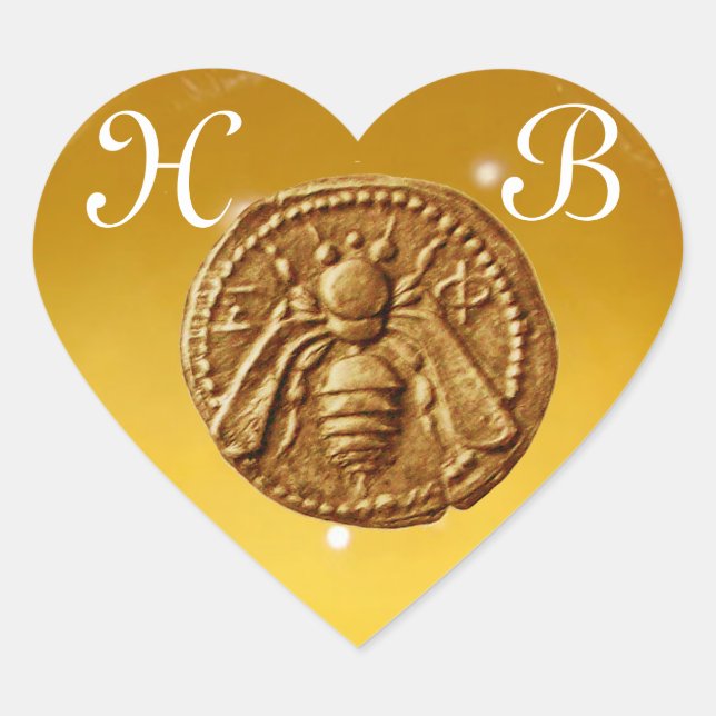 HONEY BEE,  HEART MONOGRAM STICKER (Front)
