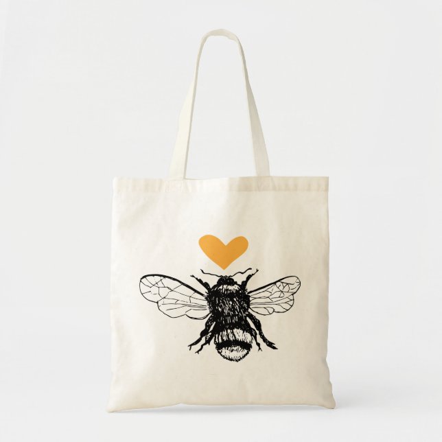 Honey Bee Heart Tote Bag (Front)