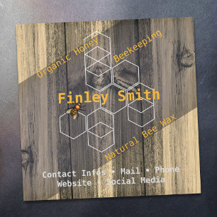 Honey bee hexagon • Retro wood texture Custom Text