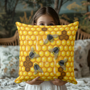 Honey Bee Hive Dripping Honeycomb Throw Pillow