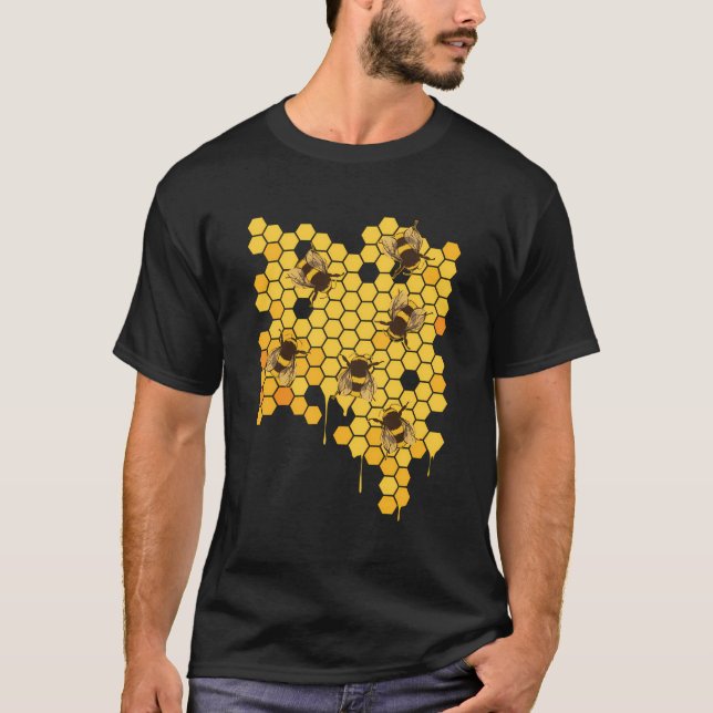 Honey Bee Hive Honeycomb Beekeeping Beekeeper T-Shirt (Front)