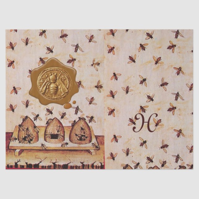 HONEY BEE HIVES ,BEEKEEPING, BEEKEEPER WAX SEAL TISSUE PAPER (Front)