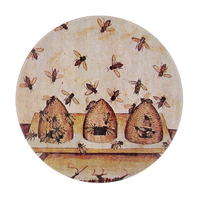 HONEY BEE HIVES Medieval Apiary Beekeeper Cutting  Board (Front)