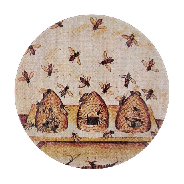 HONEY BEE HIVES Medieval Apiary Beekeeper Cutting  Cutting Board (Front)