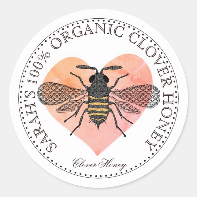 Honey Bee Homemade Honey Jar Classic Round Sticker (Front)