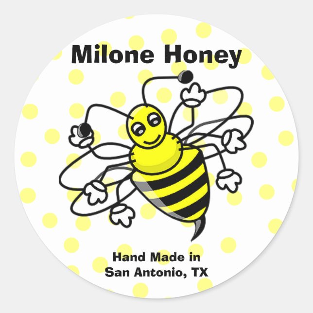 Honey Bee Honey Label Sticker (Front)