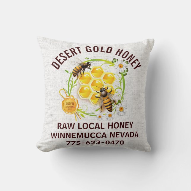 Honey Bee Honey Seller Beekeeper Apiarist Custom Throw Pillow (Front)