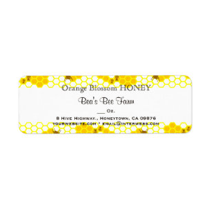 Honey Bee Honeycomb 0.75" x 2.25" Editable Label