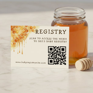 Honey Bee Honeycomb Baby Shower QR Code Registry Enclosure Card