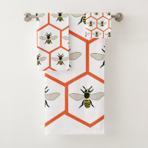 Honey Bee Honeycomb Beekeeper Bath Towel Set