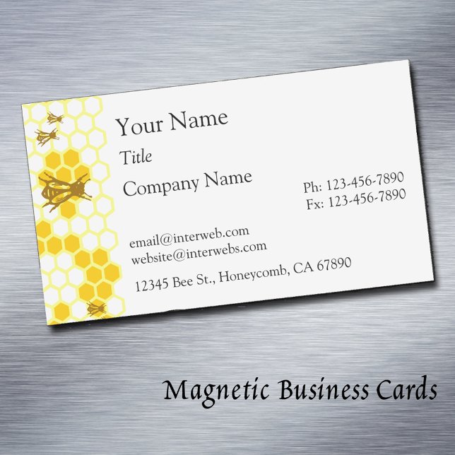 Honey Bee Honeycomb Custom Business Cards (honey bee Editable Magnetic Business Cards)