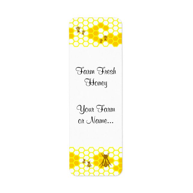 Honey Bee Honeycomb Custom Jar Labels (Front)
