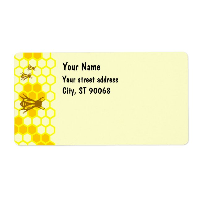 Honey Bee Honeycomb Custom Shipping Labels (Front)