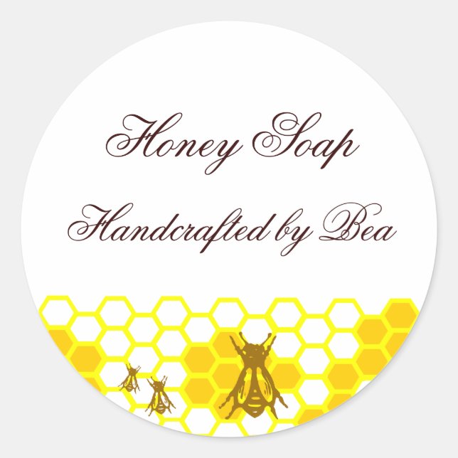 Honey Bee Honeycomb Custom Soap Label Stickers (Front)