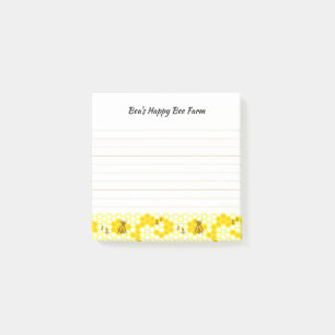 Honey Bee Honeycomb Editable Optional Lined  Post-it Notes