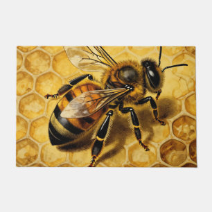 Honey Bee Honeycomb Golden Nature  Doormat