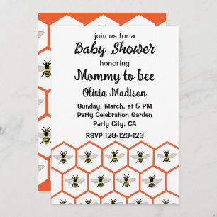 Honey Bee Honeycomb Mommy to bee Baby Shower  Invitation
