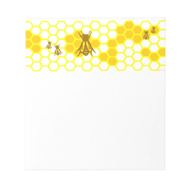 Honey Bee Honeycomb Pattern Notepad (Front)