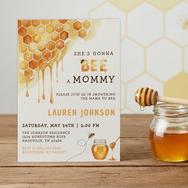 Honey Bee Honeycomb Watercolor Baby Shower Invitation (Honey Bee Honeycomb Watercolor Baby Shower Invitation
)
