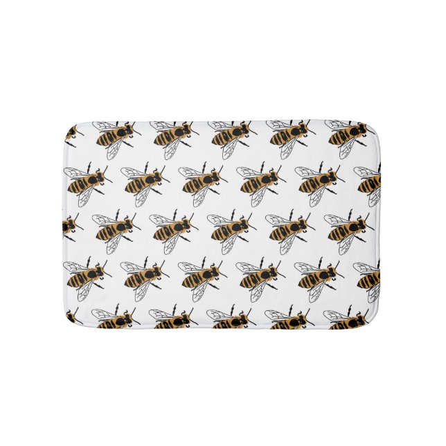 Honey Bee Illustration Insect  Bath Mat (Front)