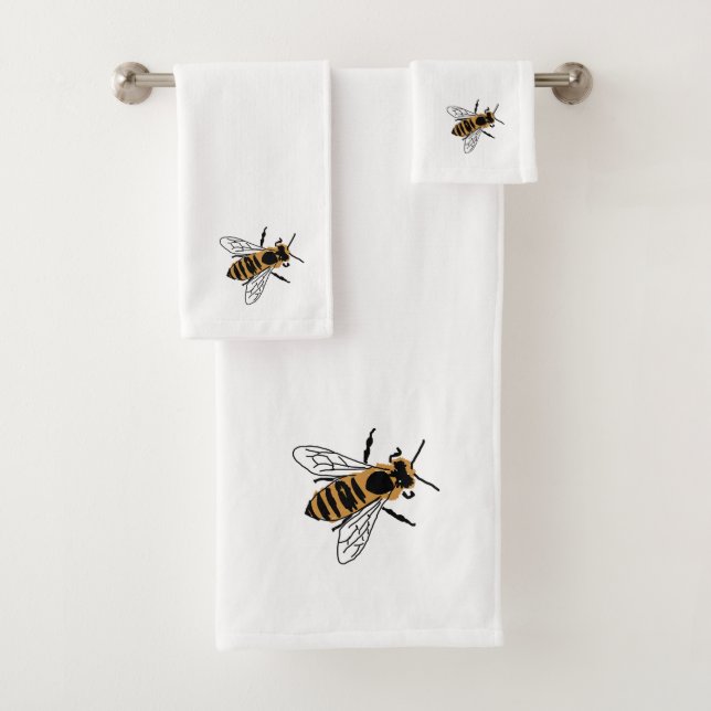 Honey Bee Illustration Insect Bath Towel Set (Insitu)