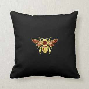 Honey Bee in Gold and Red Throw Pillow
