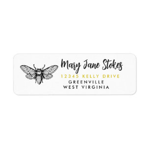 honey Bee insect RETURN ADDRESS envelope Label