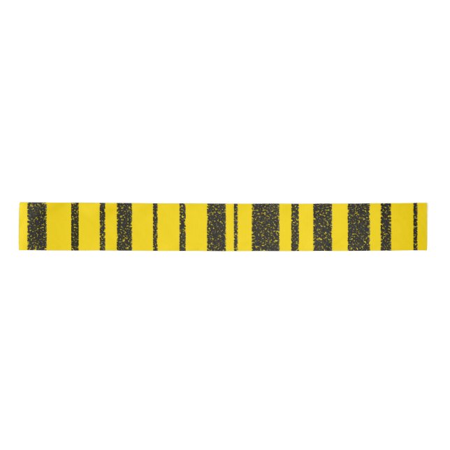 Honey Bee Inspired Black/Yellow Stripes Pattern Satin Ribbon (Front)