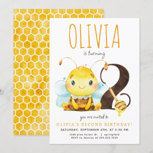 Honey Bee Invitation pour le deuxième anniversaire